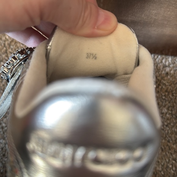 Authentic Jimmy Choo silver glittered & crystal Osaka sneakers - Picture 7 of 8